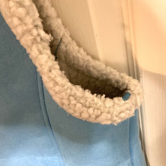 Denver Hayes Women's Faux Suede Blue Vest Sleeveless Size M Sherpa Lined - Picture 8 of 10